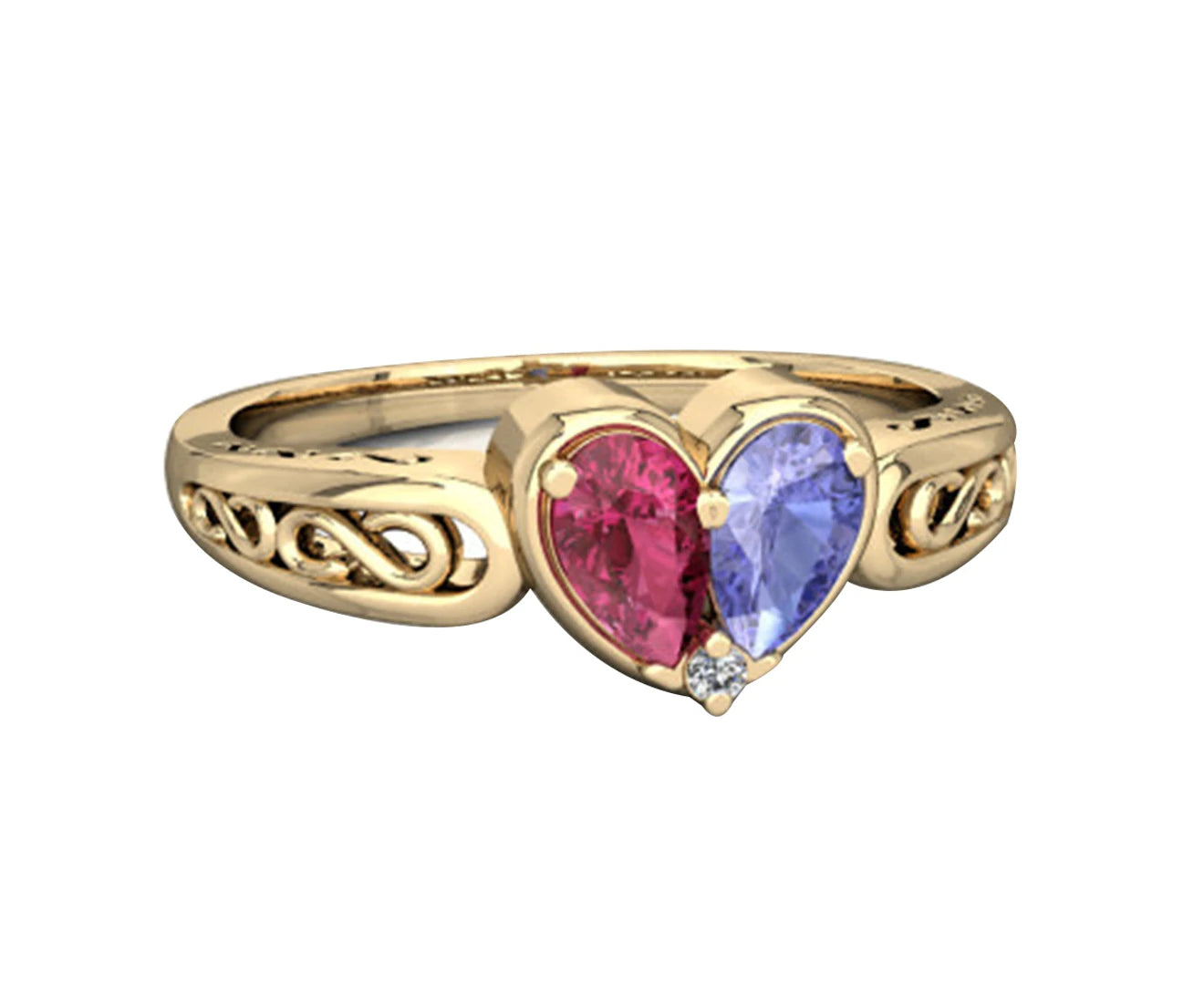 Women Faux Ruby Amethyst Love Heart Wedding Ring Jewelry Valentines Day Gift White Gold - White Gold